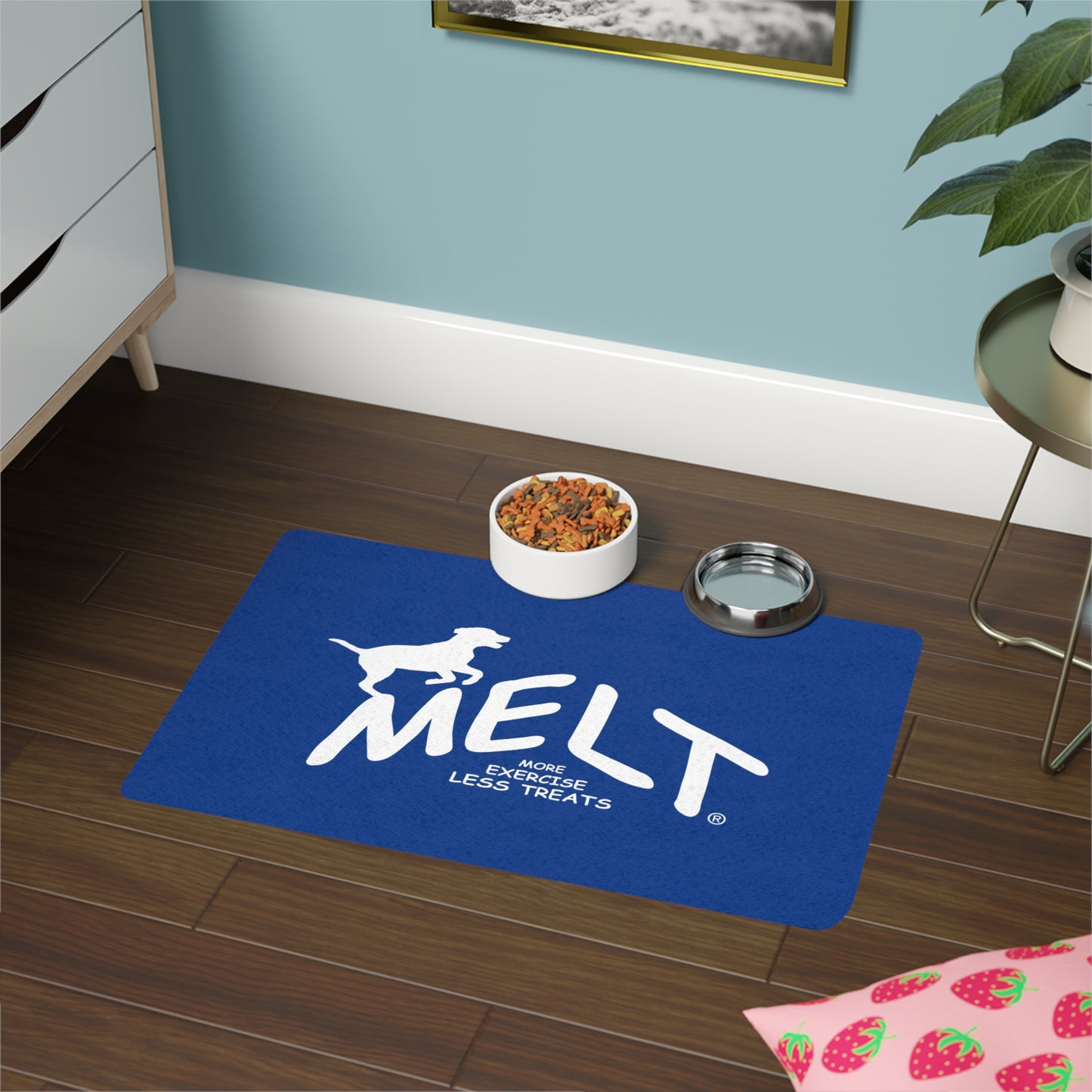 Dog Food Mat - MELT logo  (blue)