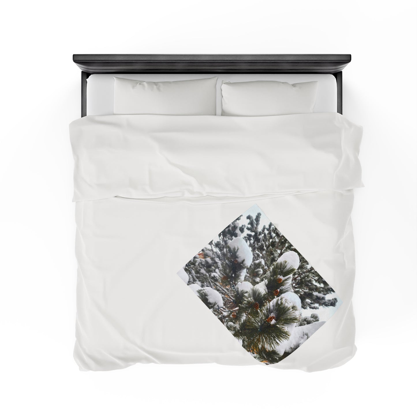 Blanket Velveteen Plush - Pine cones with snow