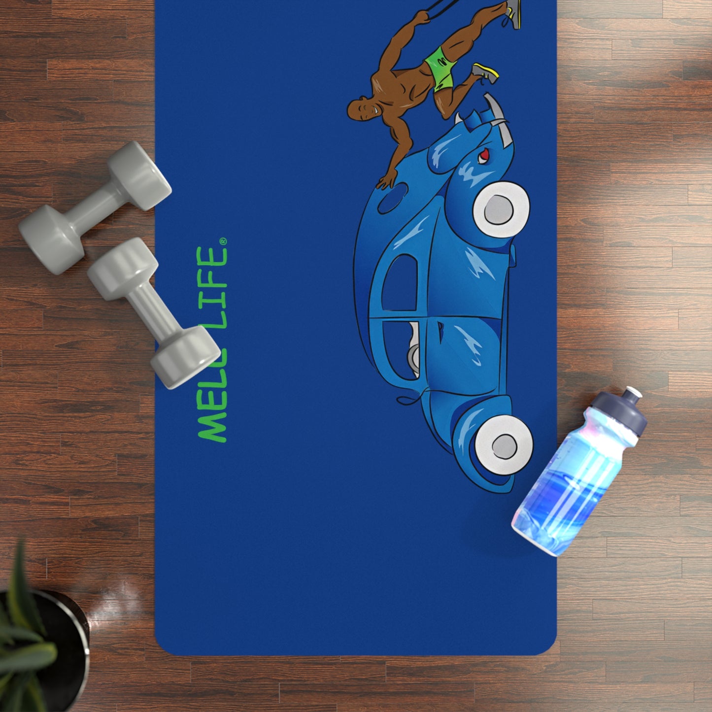 Yoga Mat - Strong black man  (blue mat)