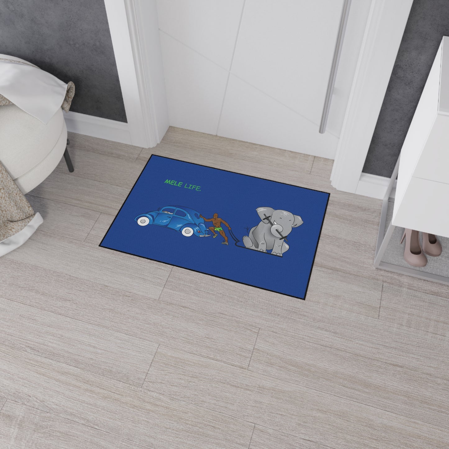 Floor Mat - Strong Black Man  (blue)