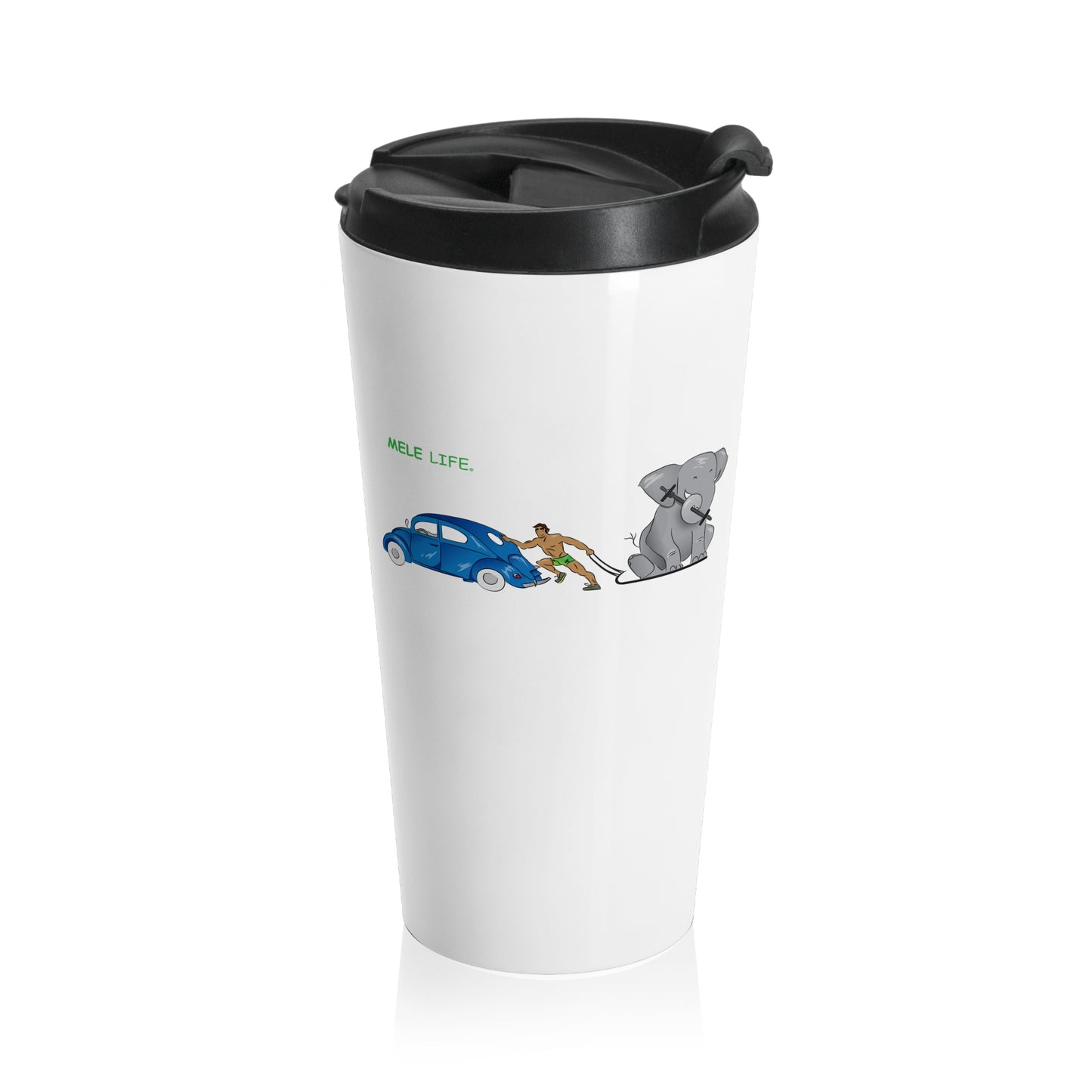 Travel Mug (15oz) - Strong Brown Man  (white)