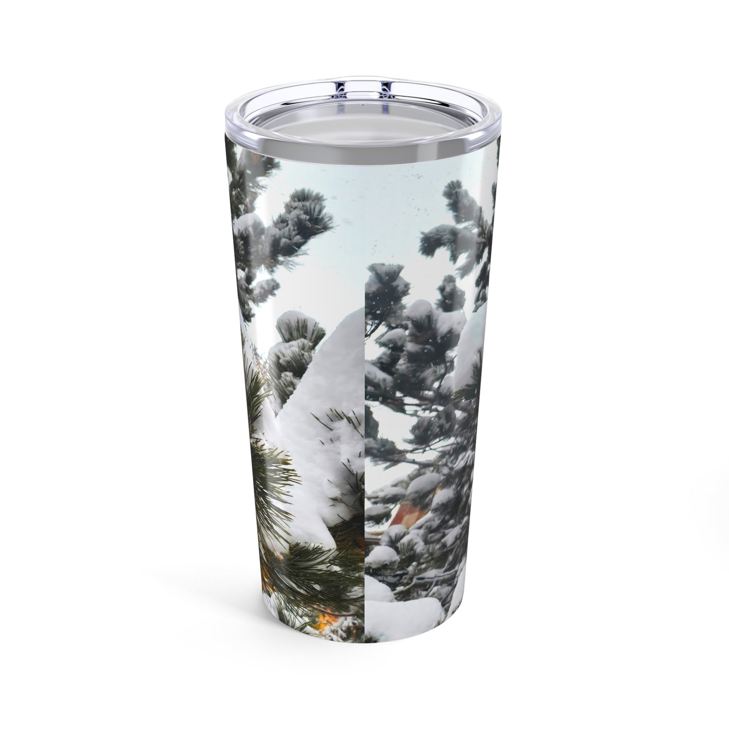 Tumbler (20oz) - Pine Cones with snow