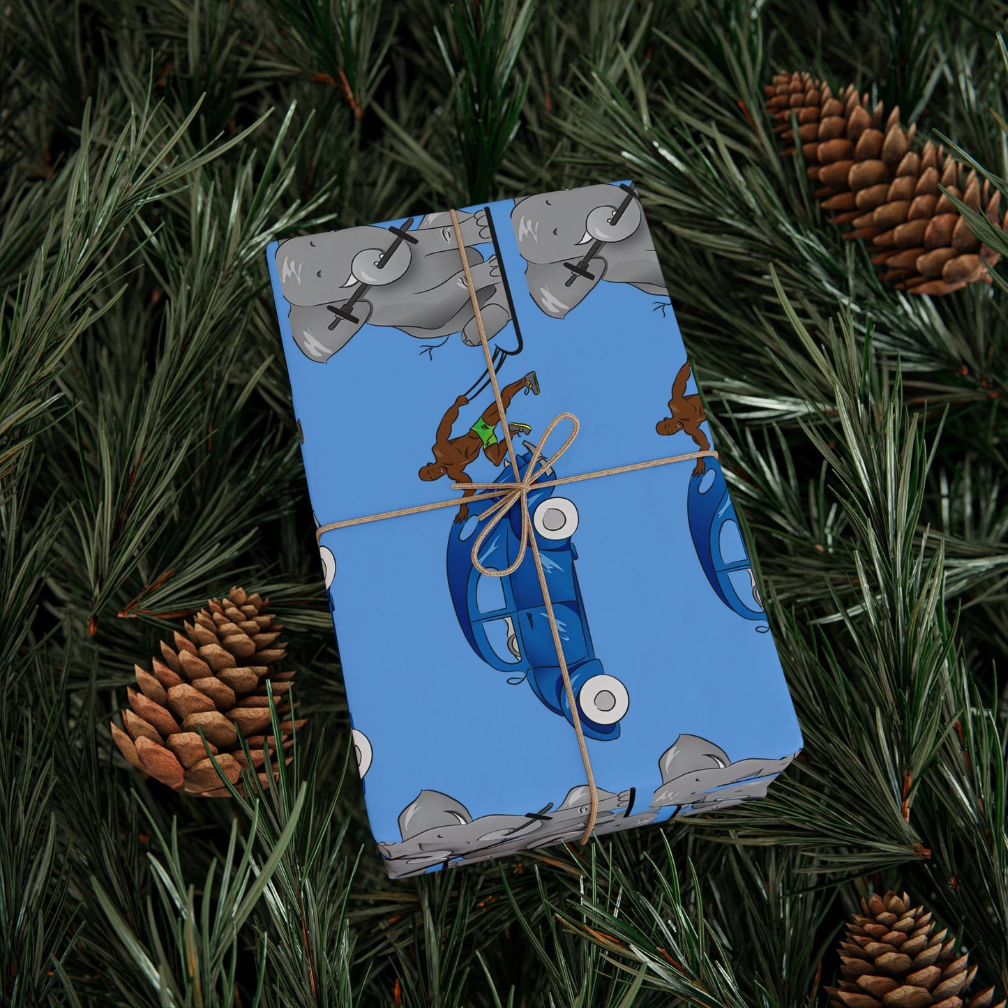 Wrapping Paper - Strong black man   (blue paper)