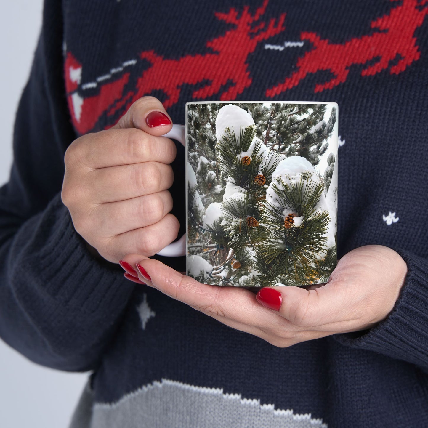 Coffee Mug (11oz/15oz) - Pine Cones in snow