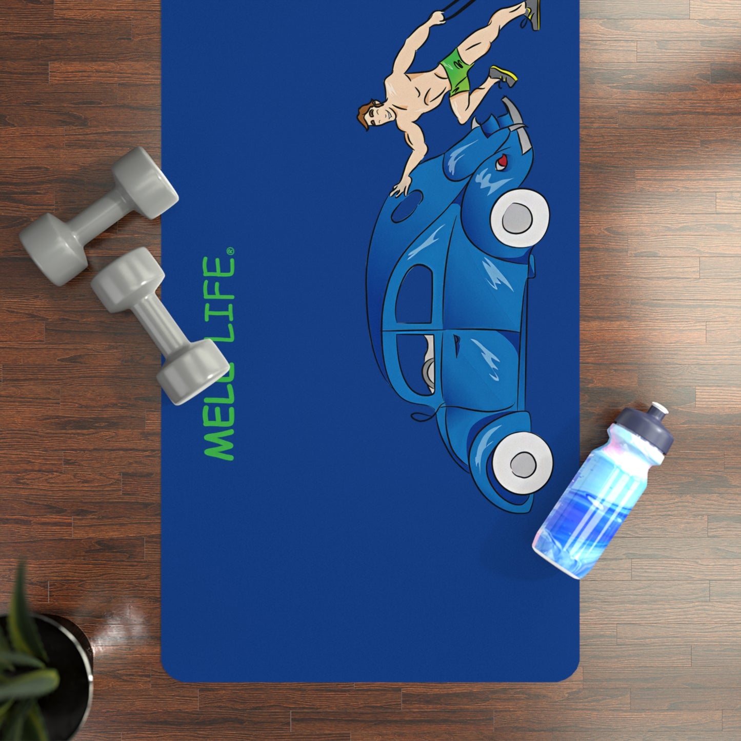 Yoga Mat - Strong white man  (blue mat)