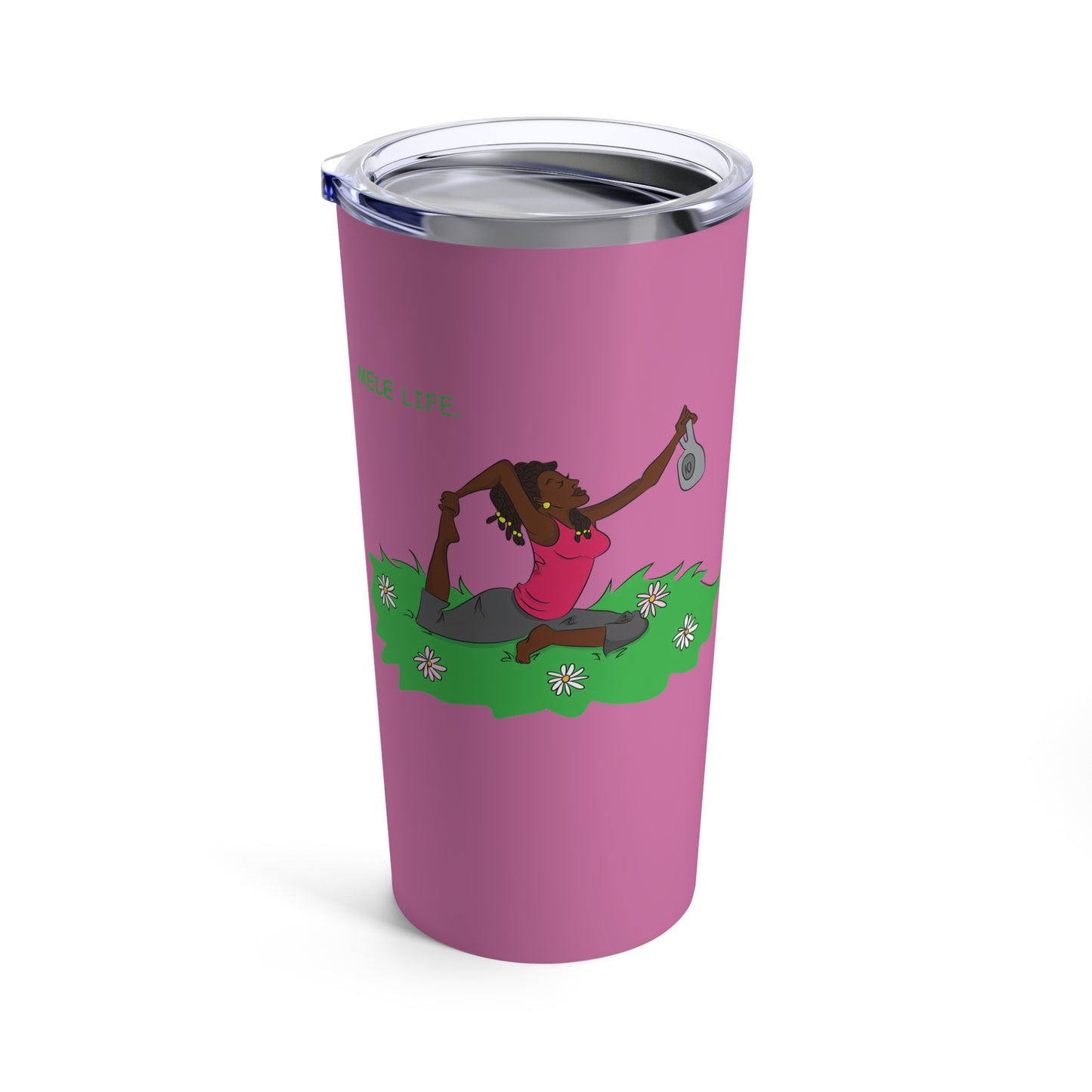 Tumbler 20oz - Yoga Lady2   (pink)