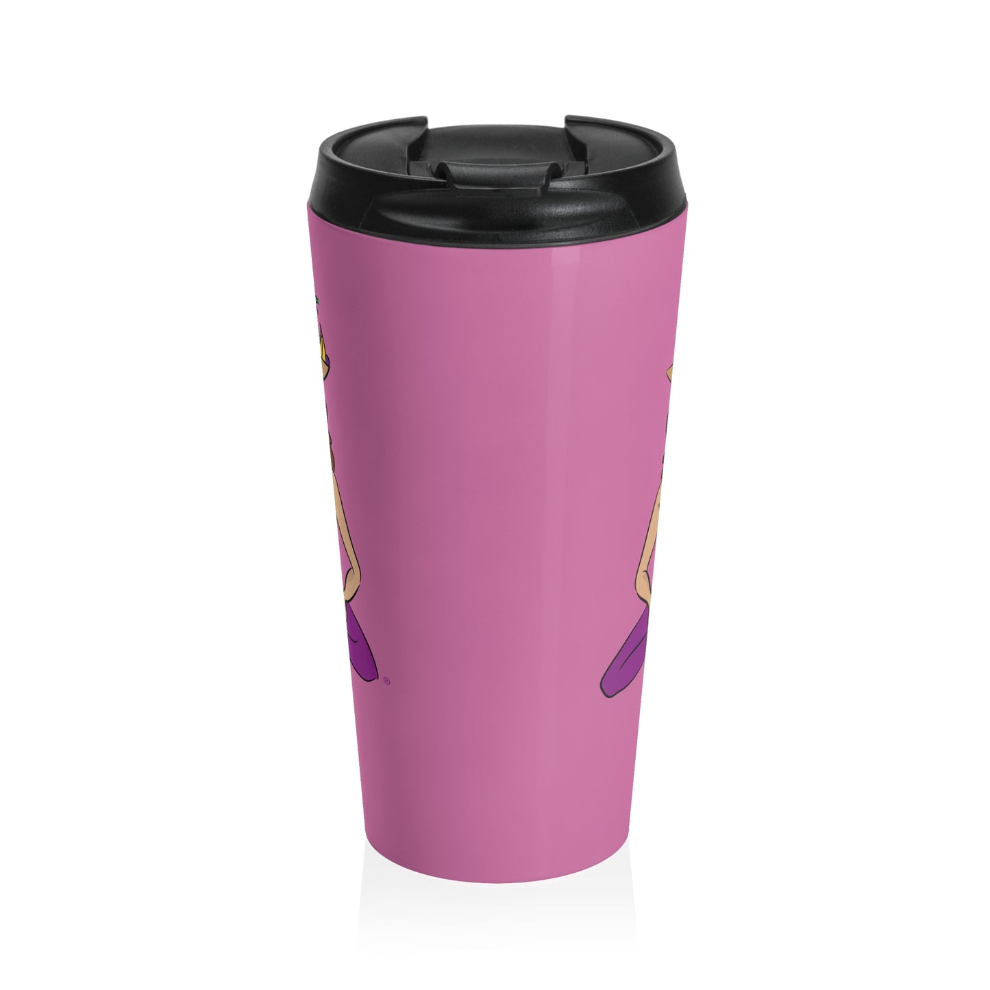 Travel Mug (15oz) - Yoga Lady 1  (pink)