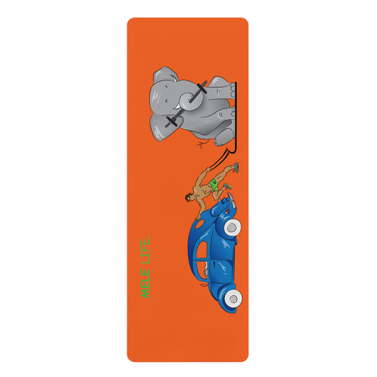 Yoga Mat - Strong brown man  (orange mat)