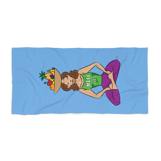 Beach, Bath & Pool Towel - Yoga Lady1  (blue)