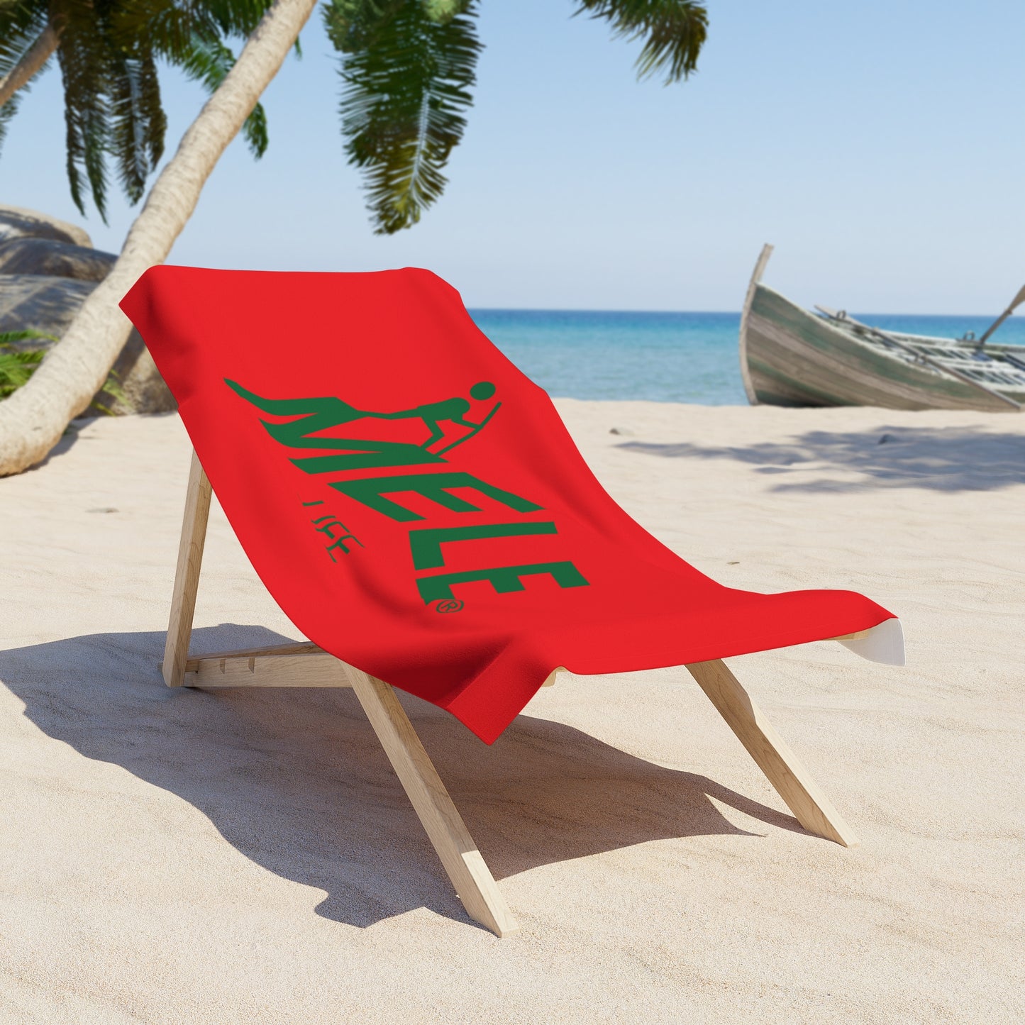 Beach, Bath & Pool Towel - MELE LIFE logo  (red)