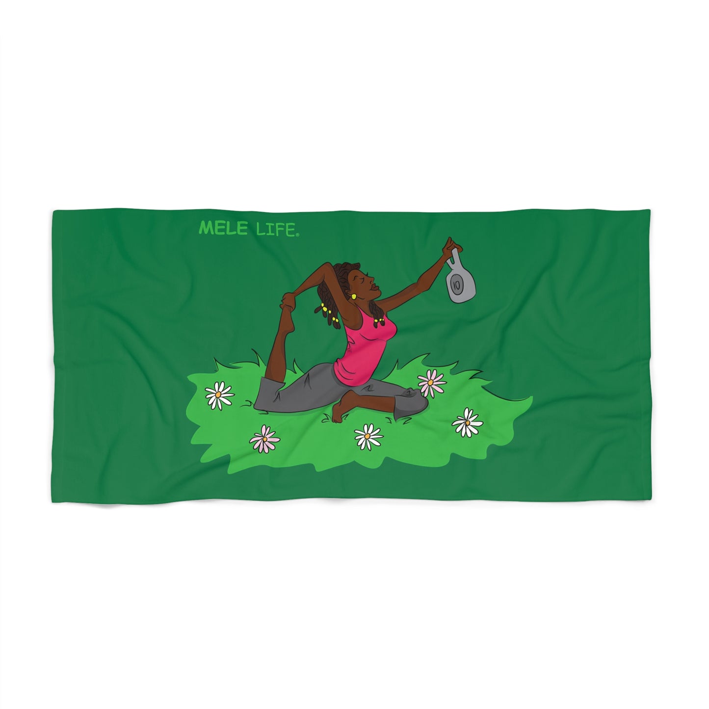Beach, Bath & Pool Towel - Yoga Lady2  (green)