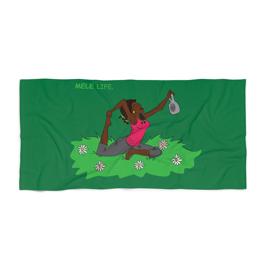 Beach, Bath & Pool Towel - Yoga Lady2  (green)