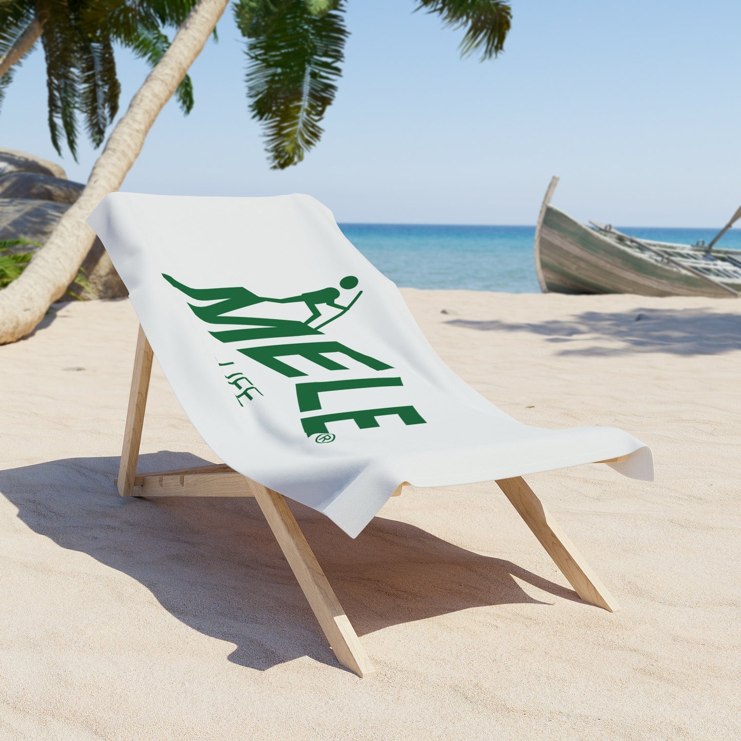 Beach, Bath & Pool Towel - MELE LIFE logo  (white)