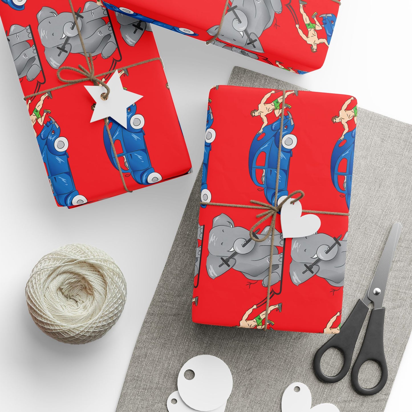 Wrapping Paper - Strong white man   (red paper)