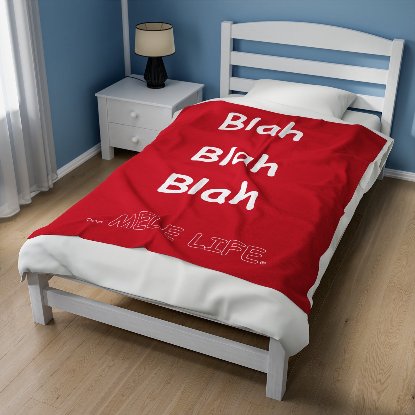 Blanket Velveteen Plush - Blah Blah Blah  (red)