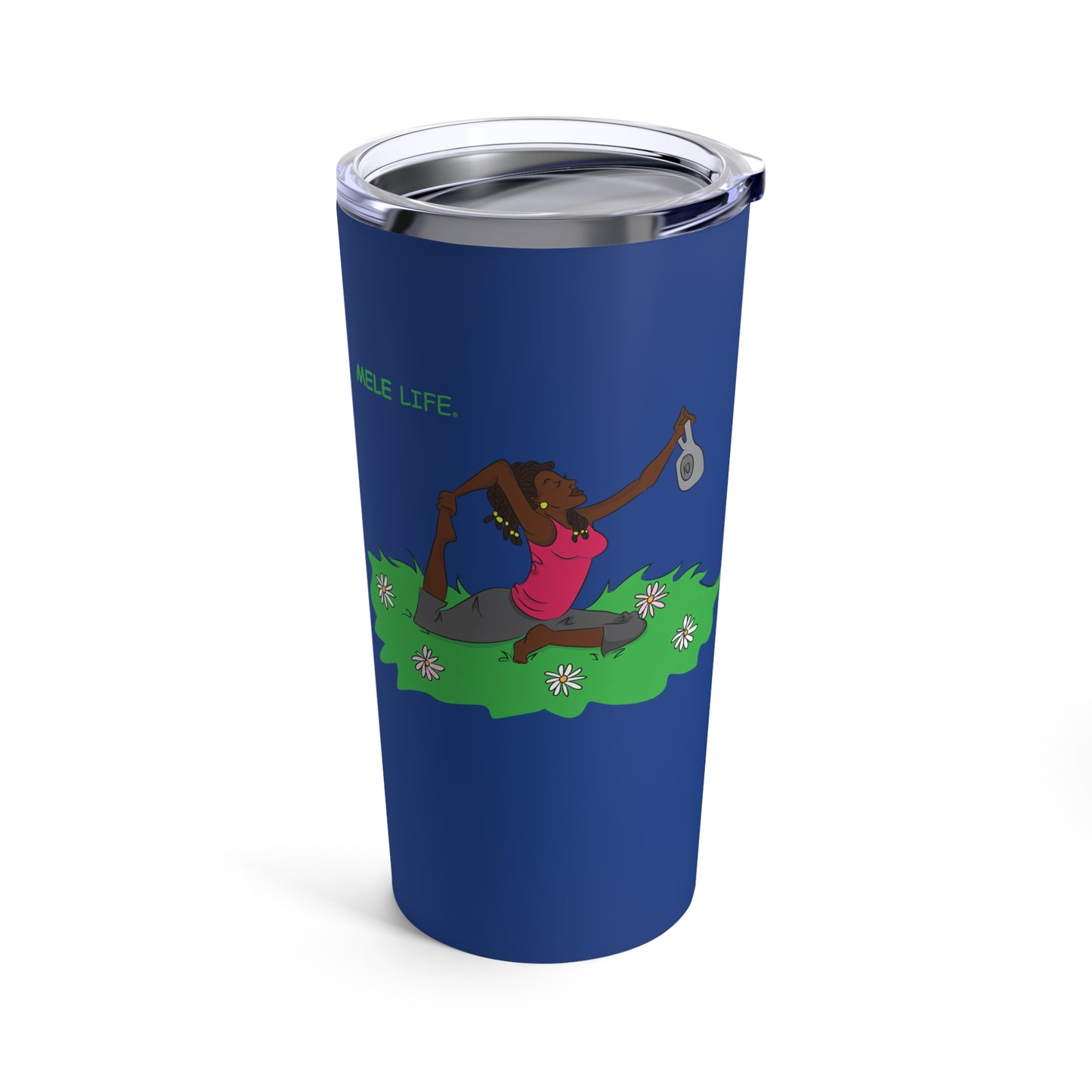 Tumbler 20oz - Yoga Lady2   (dark blue)