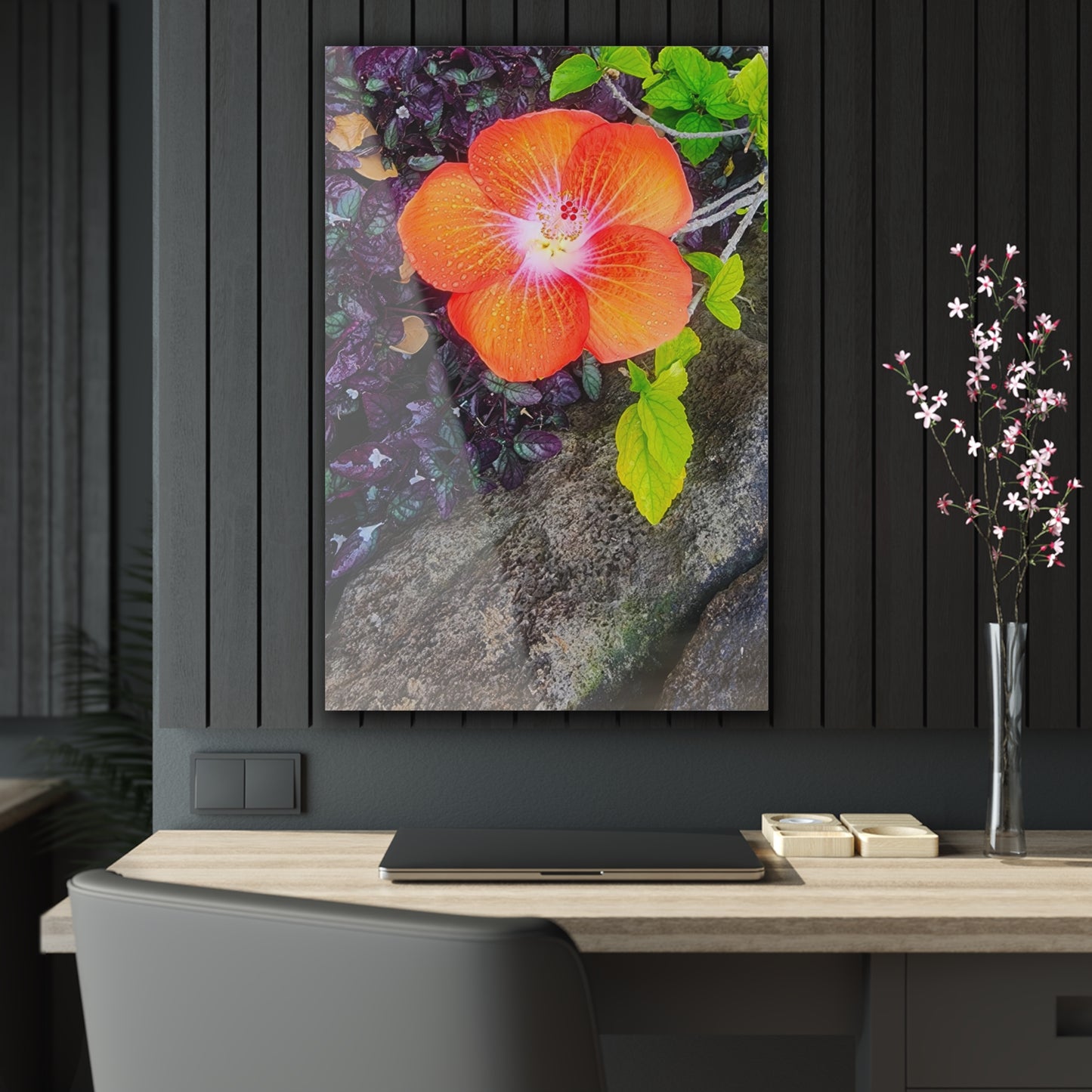 Acrylic Art - Hibiscus  (Kauai)  large