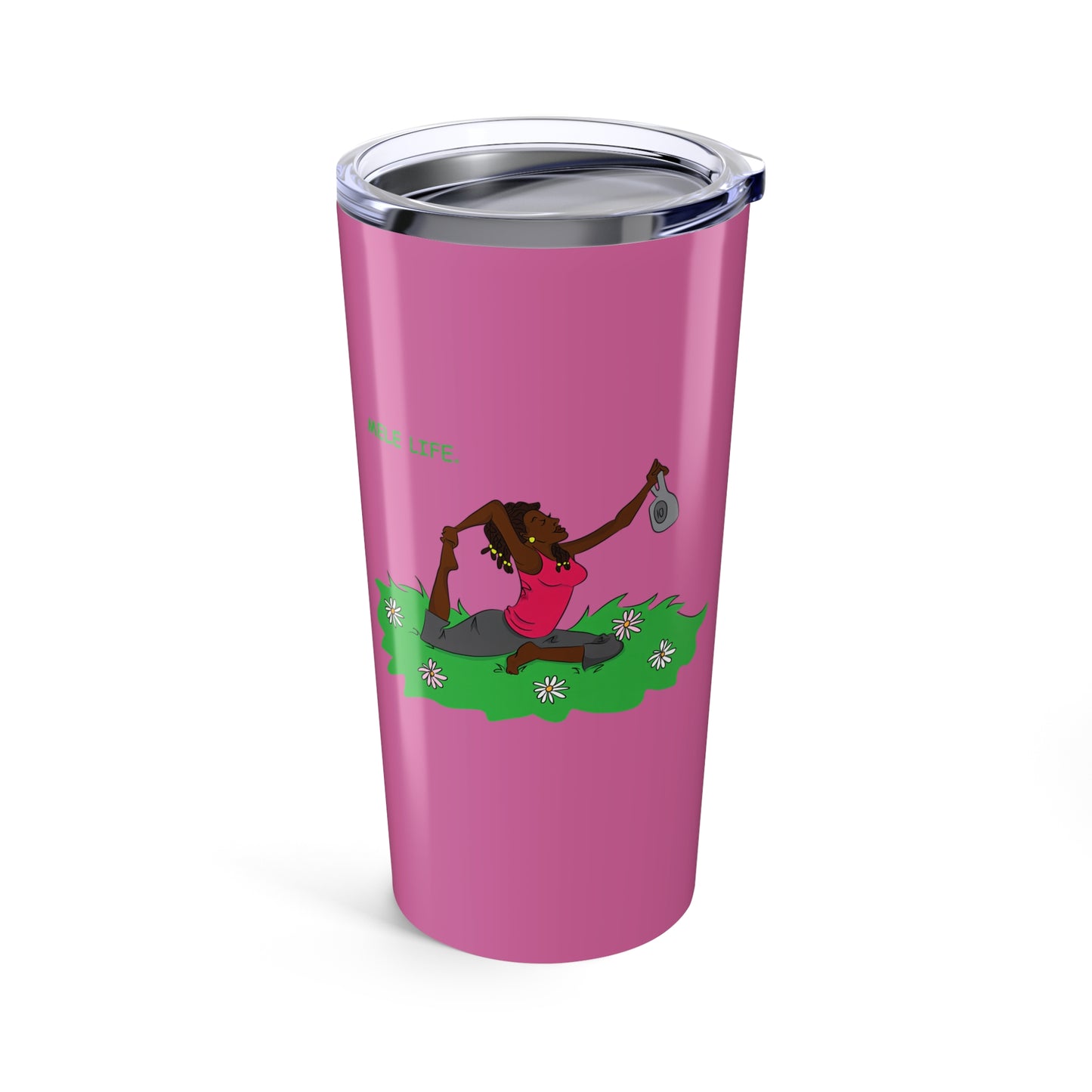 Tumbler (20oz) - Yoga Lady 2  (pink)