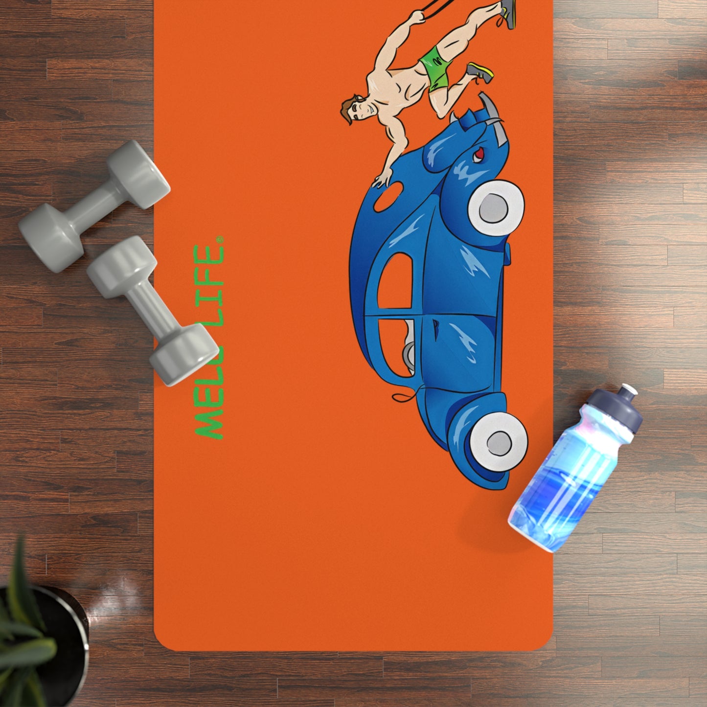 Yoga Mat - Strong white man  (orange mat)