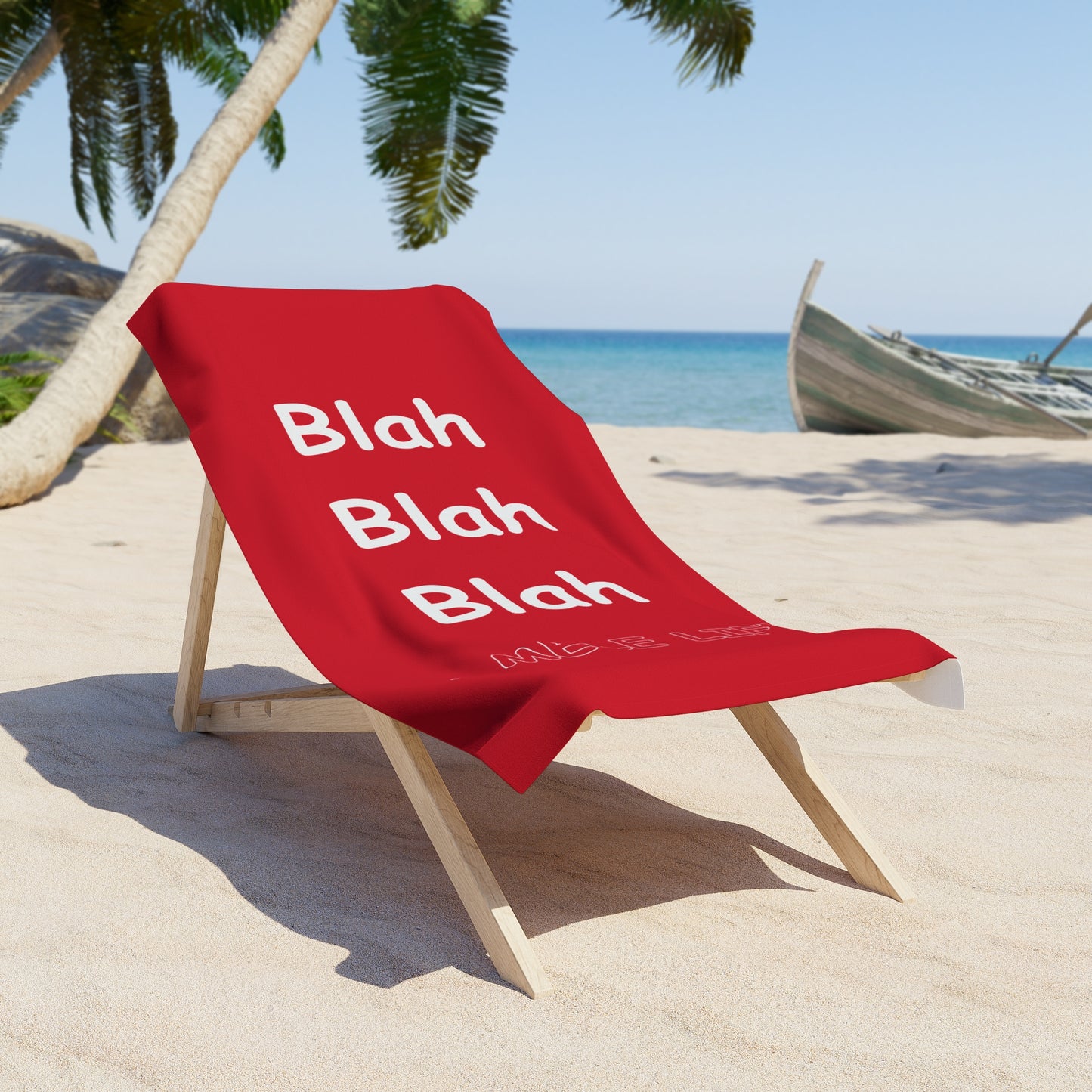 Beach, Bath & Pool Towel - Blah Blah Blah (red)