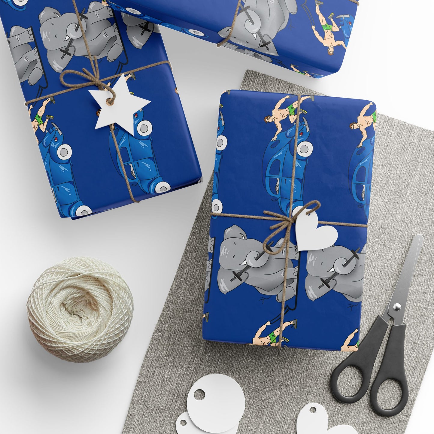 Wrapping Paper - Strong white man   (blue paper)