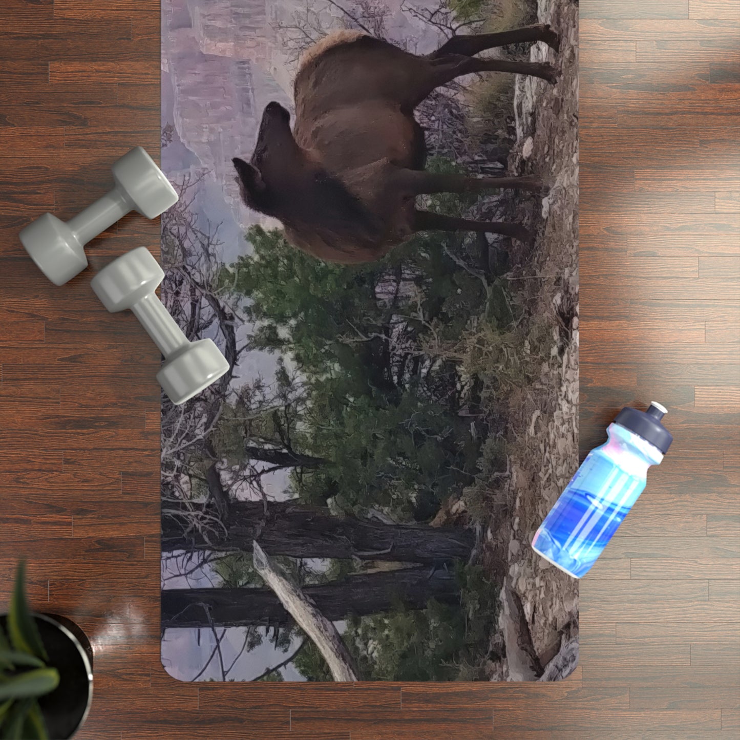 Yoga Mat - Elk on rim of Grand Canyon