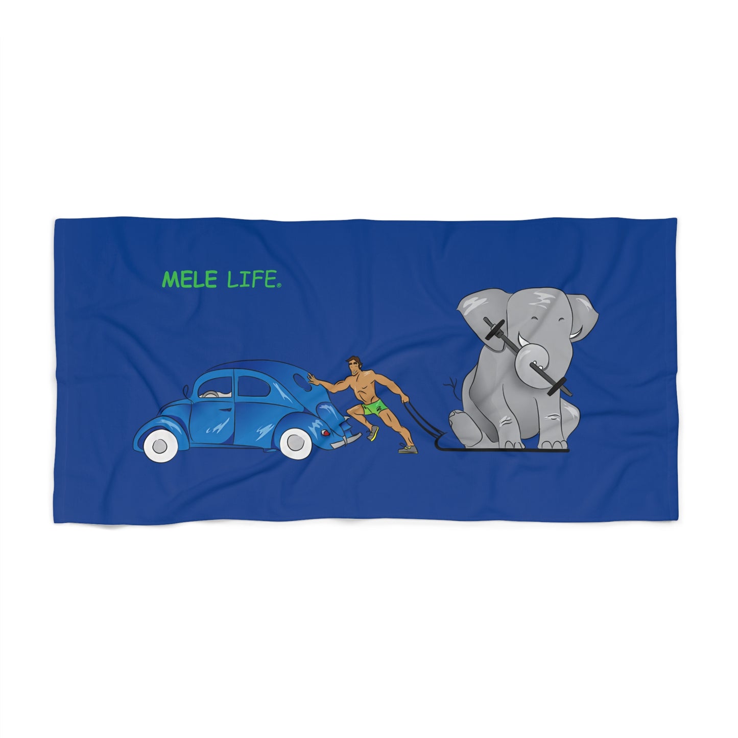 Beach, Bath & Pool Towel - Strong Brown Man  (dark blue)