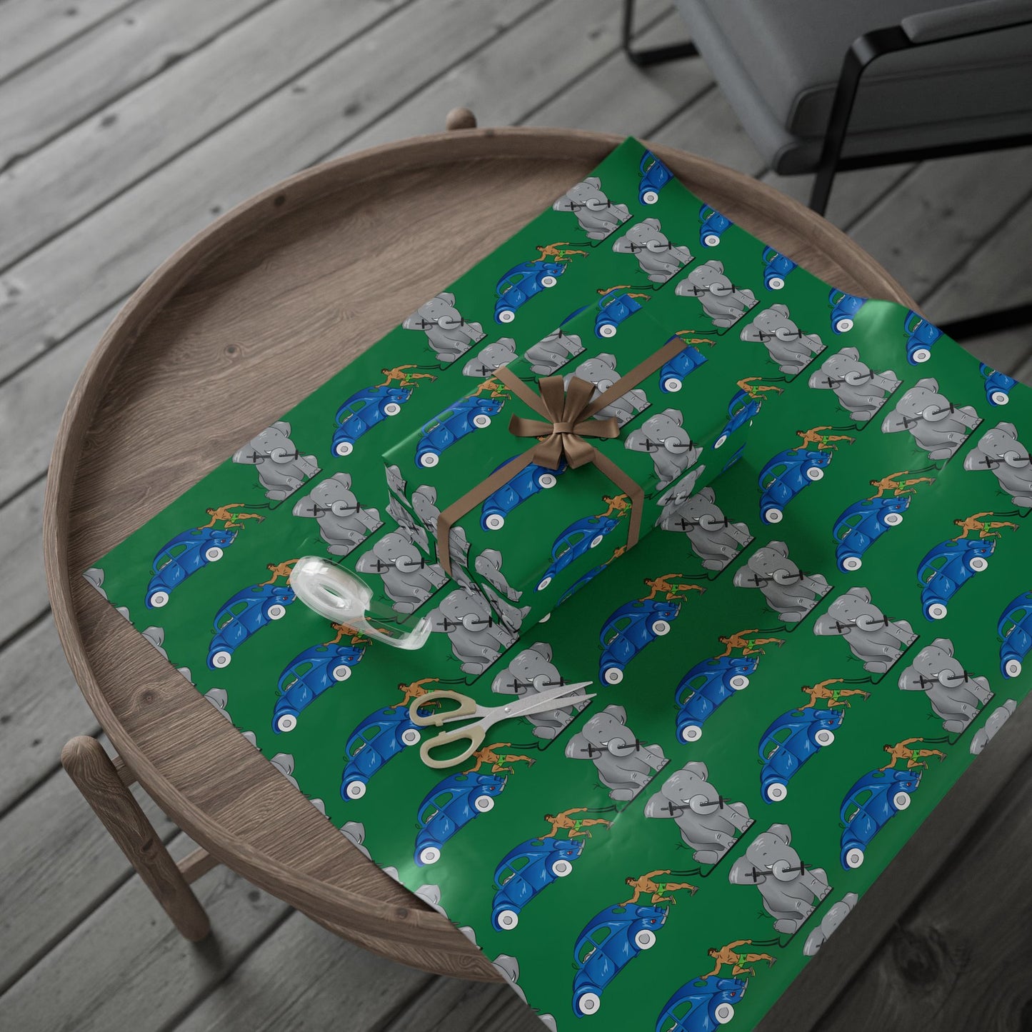 Wrapping Paper - Strong brown man   (green paper)