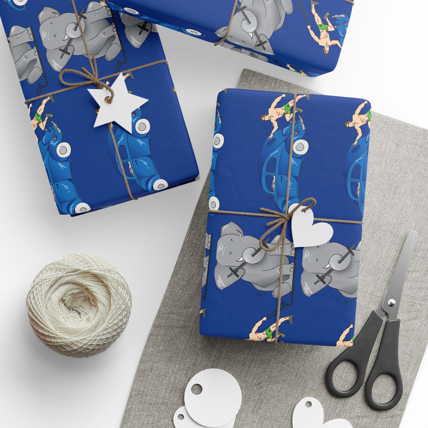 Wrapping Paper - Strong white man   (blue paper)