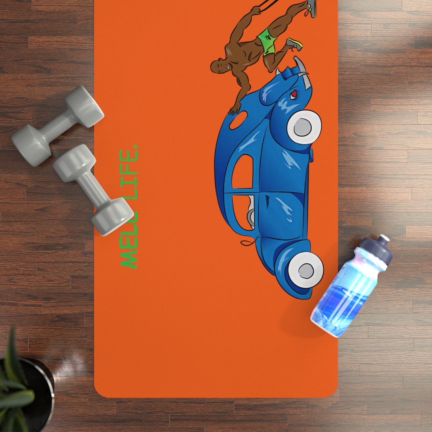 Yoga Mat - Strong black man  (orange mat)