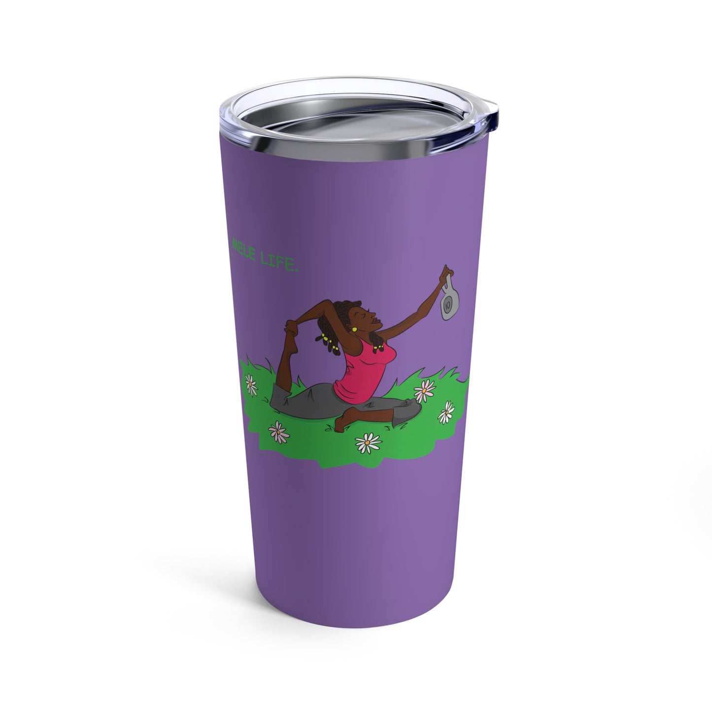 Tumbler 20oz - Yoga Lady2   (purple)