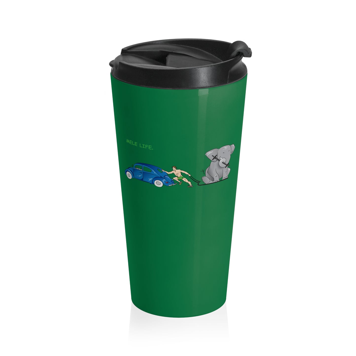 Travel Mug (15oz) - Strong White Man  (green)