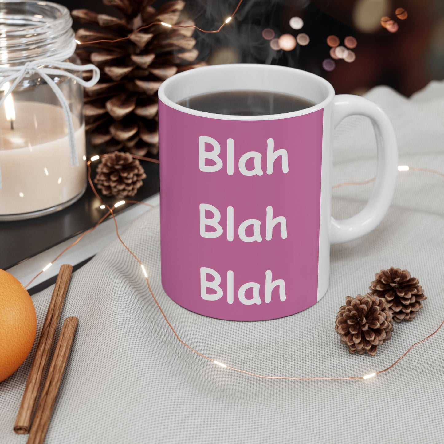 Coffee Mug (11oz/15oz) - Blah Blah Blah  (pink)