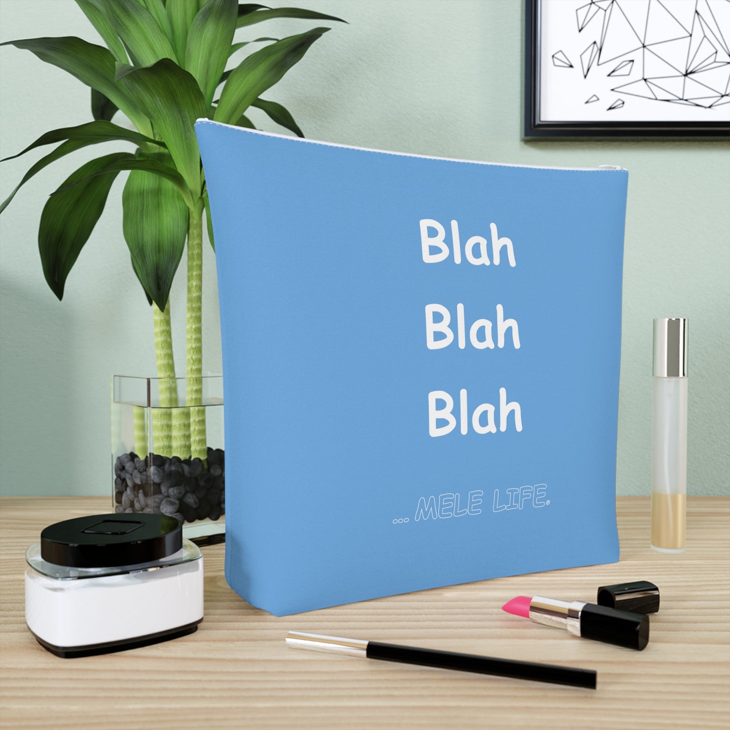 Cosmetic Bag - Blah Blah Blah   (light blue)