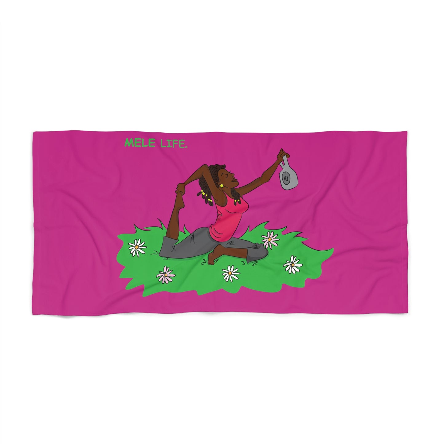 Beach, Bath & Pool Towel - Yoga Lady2  (pink)
