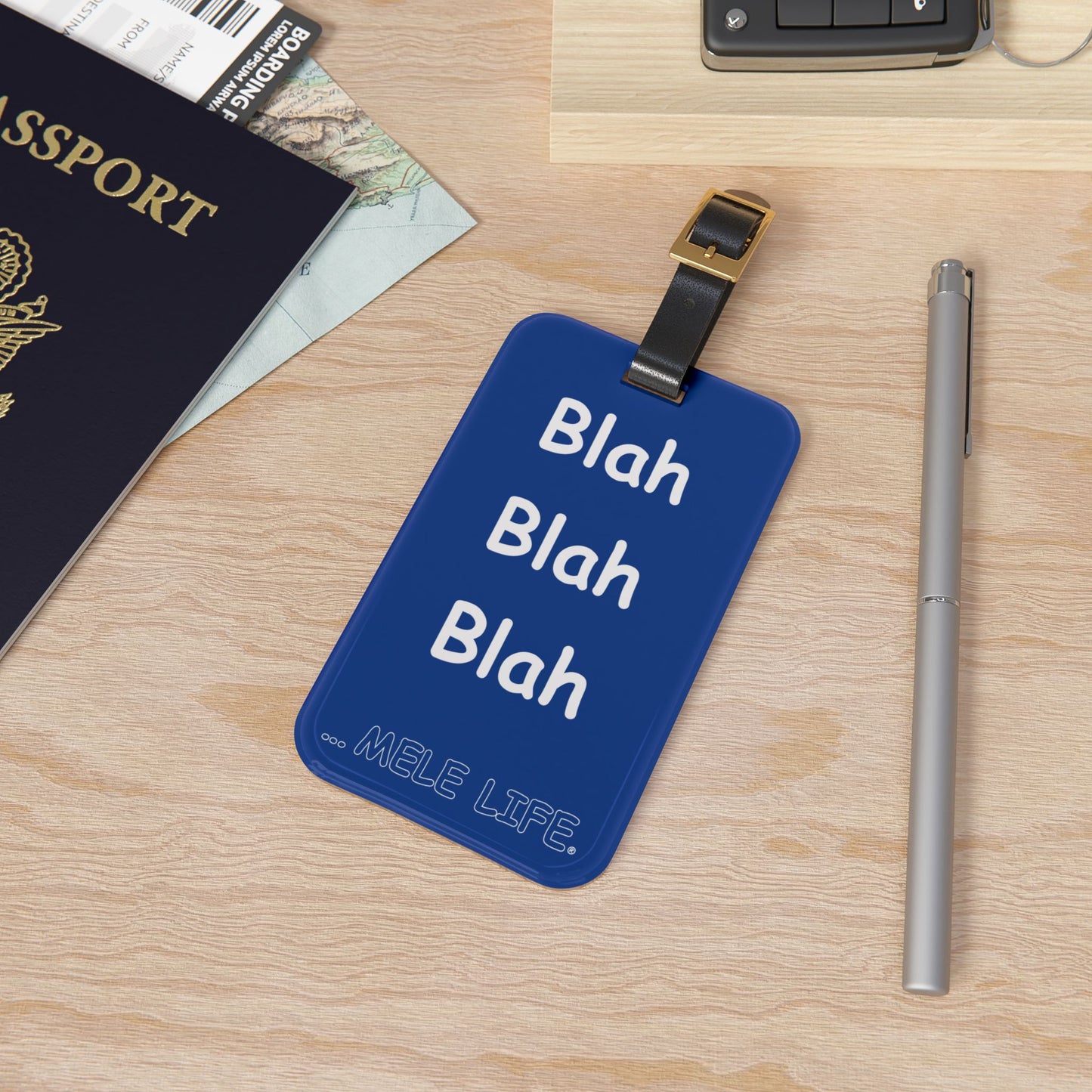 Luggage Tag - Blah Blah Blah  (blue)