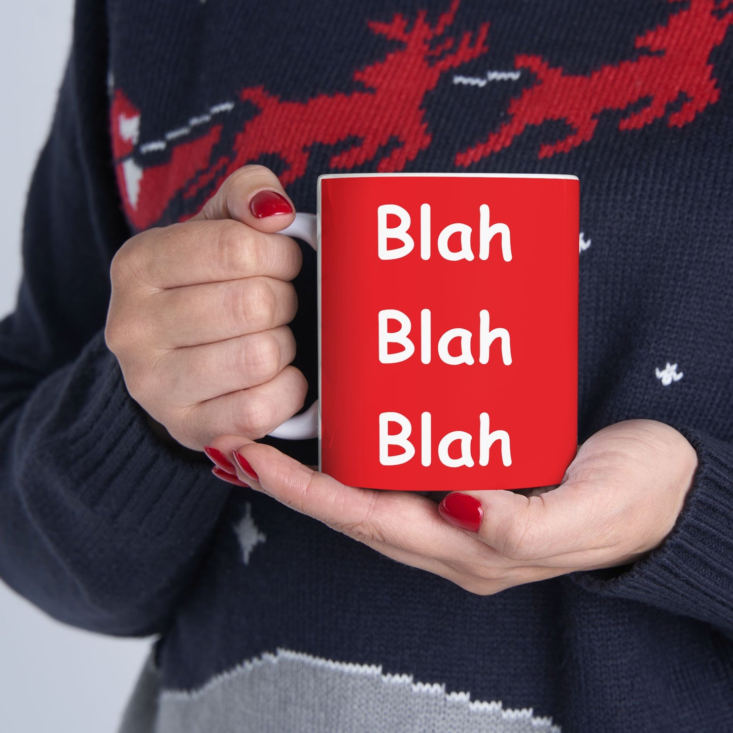 Coffee Mug (11oz/15oz) - Blah Blah Blah  (red)