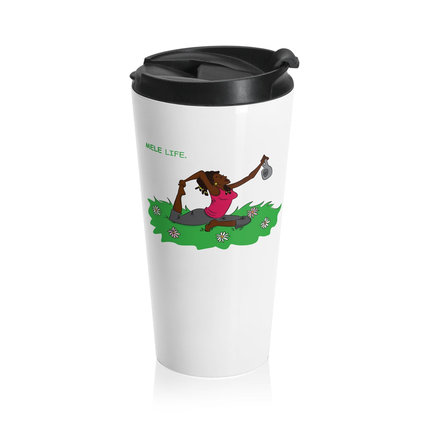 Travel Mug (15oz) - Yoga Lady 2  (white)