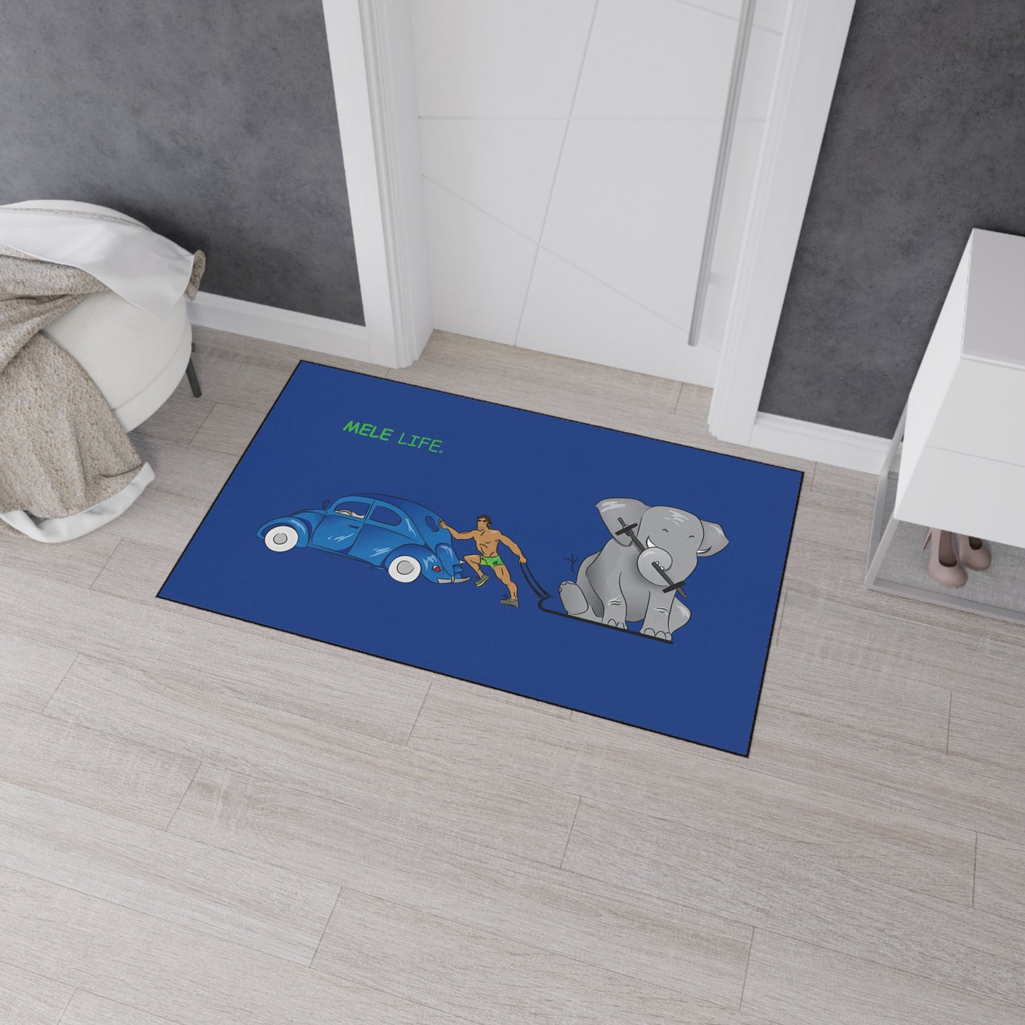 Floor Mat - Strong Brown Man  (blue)