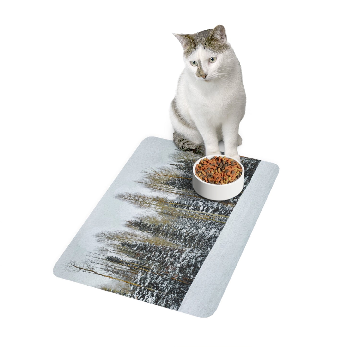 Dog Food Mat - Forest Winterscape
