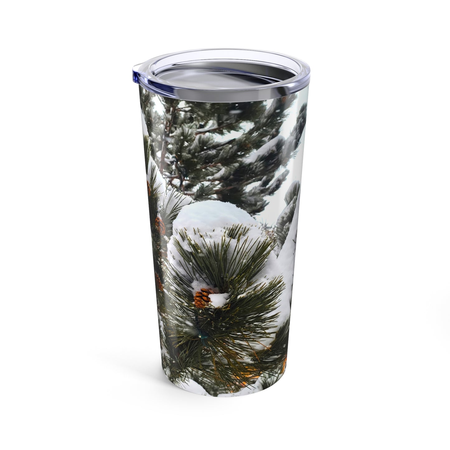 Tumbler (20oz) - Pine Cones with snow