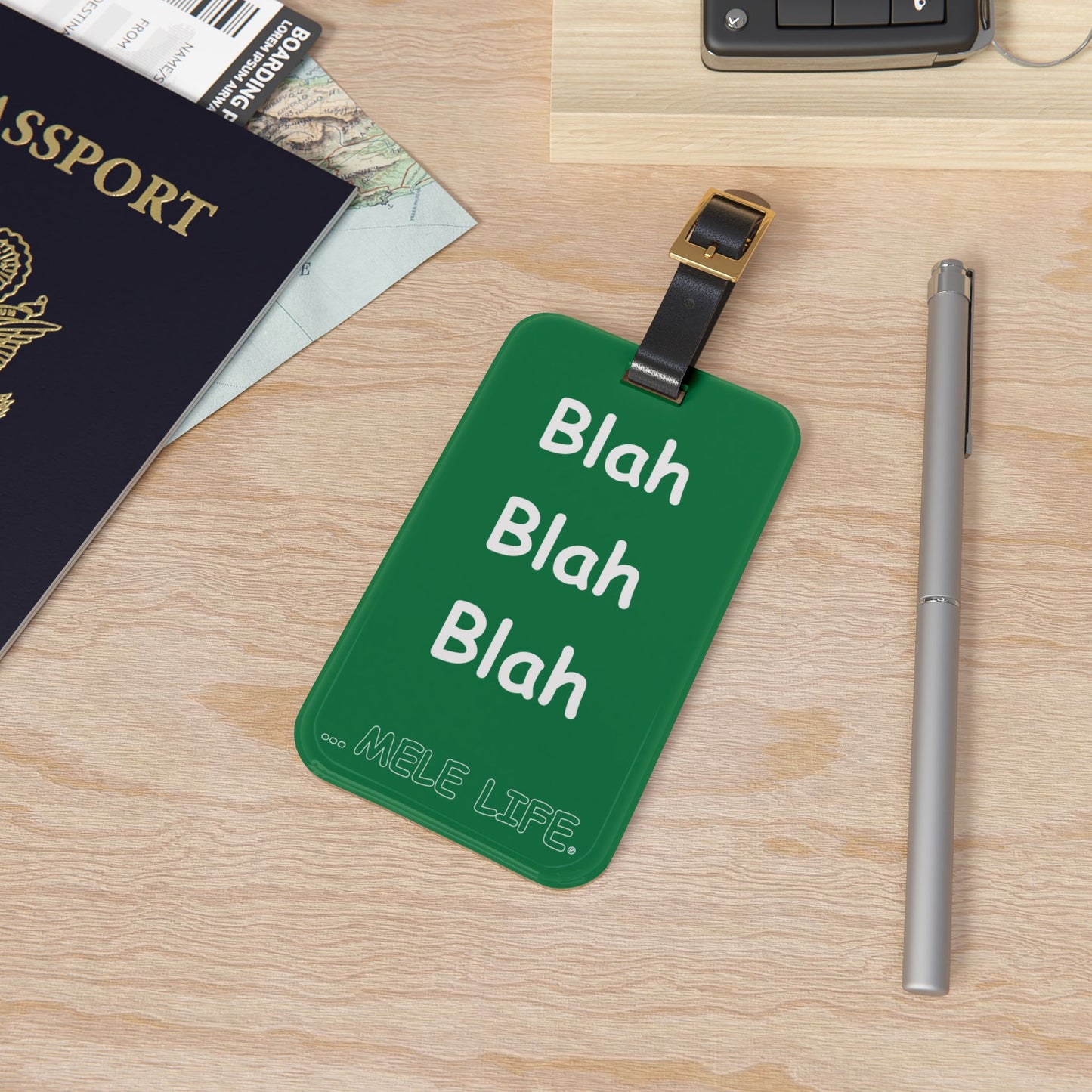 Luggage Tag - Blah Blah Blah  (green)