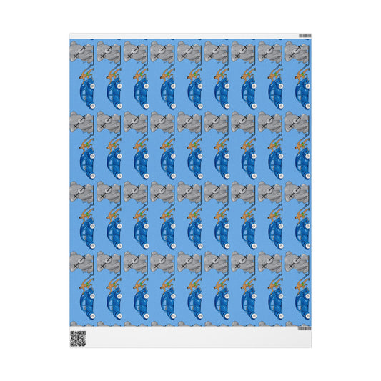 Wrapping Paper - Strong brown man   (blue paper)