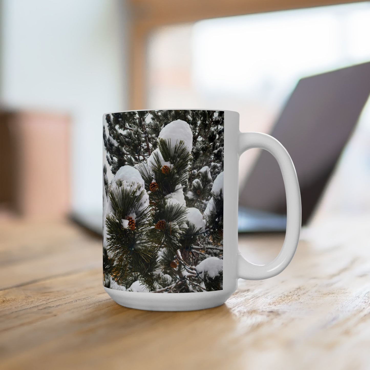 Coffee Mug (11oz/15oz) - Pine Cones in snow
