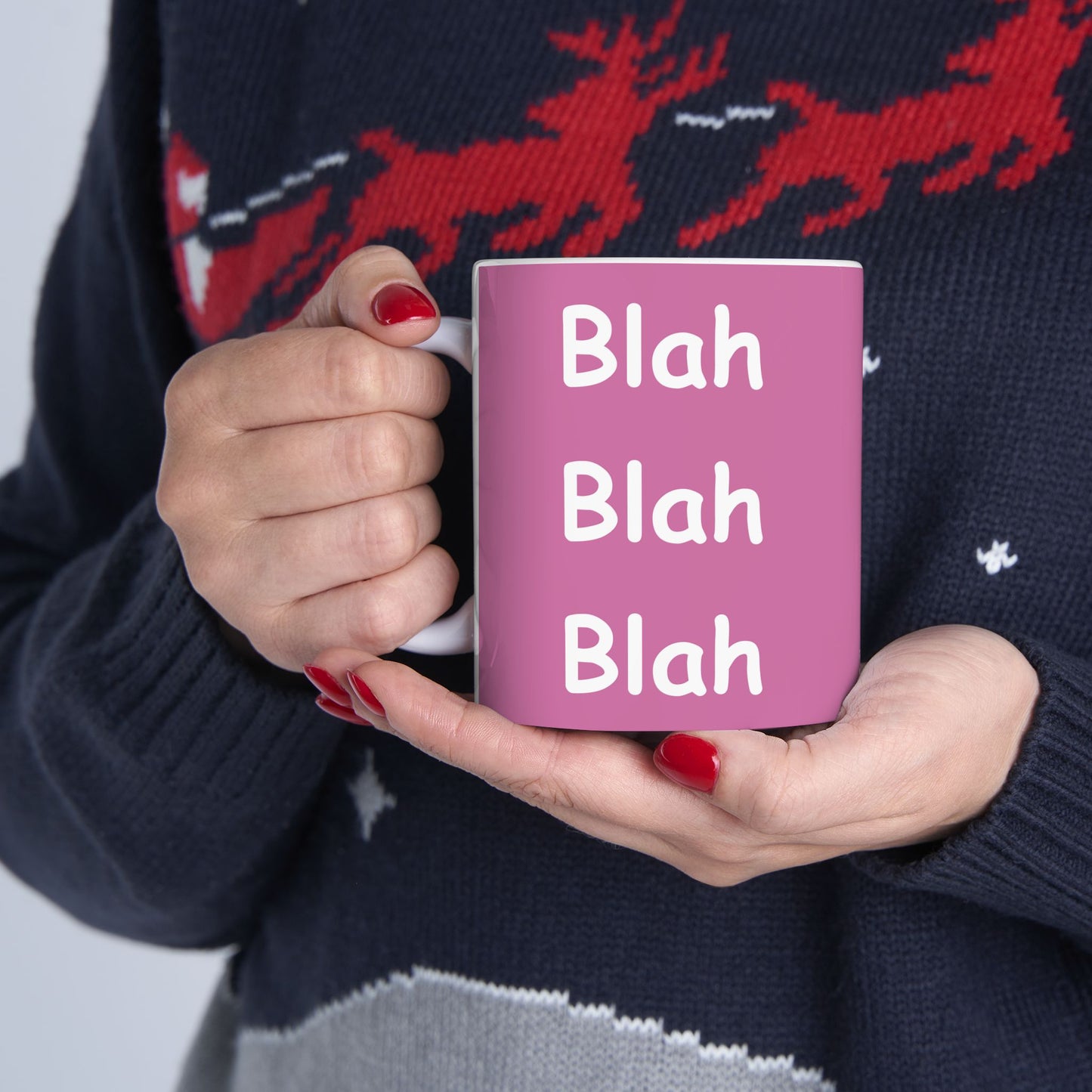 Coffee Mug (11oz/15oz) - Blah Blah Blah  (pink)