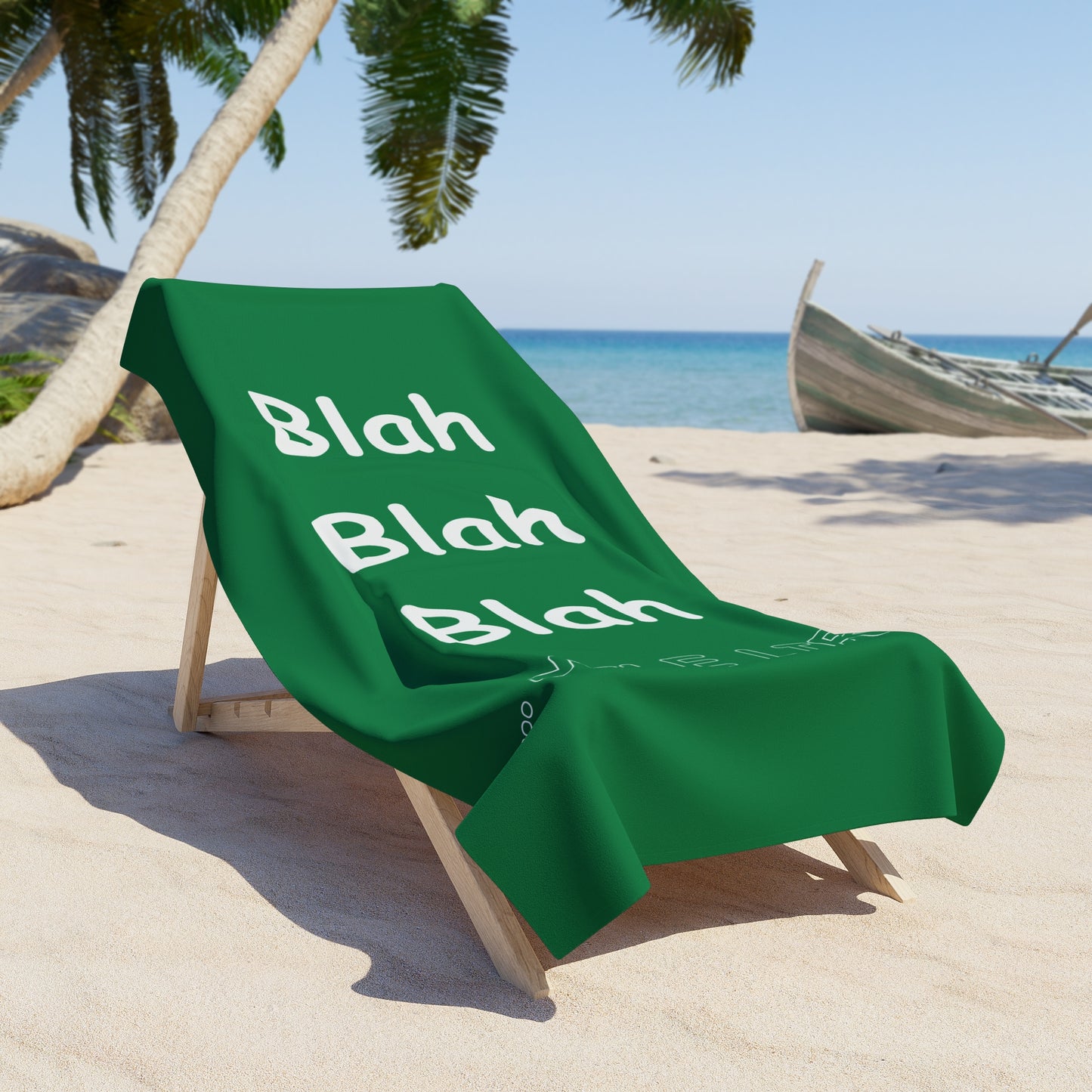 Beach, Bath & Pool Towel - Blah Blah Blah (green)