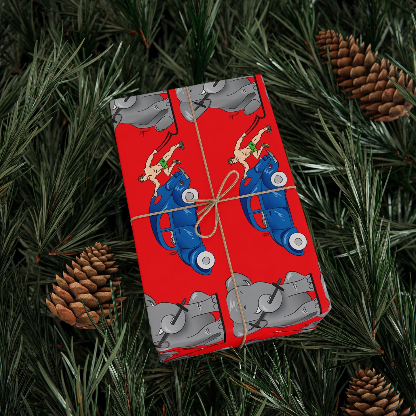Wrapping Paper - Strong white man   (red paper)
