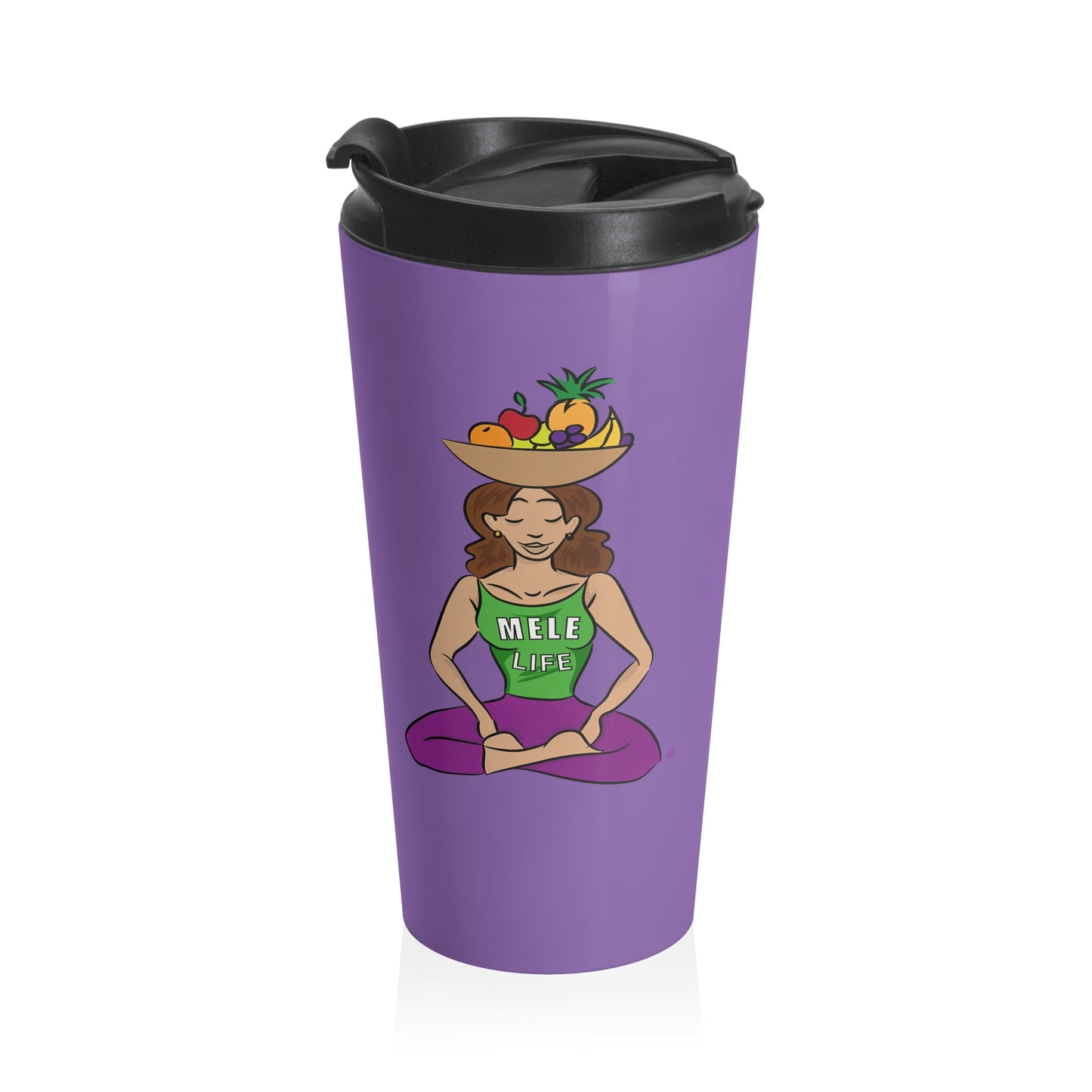 Travel Mug (15oz) - Yoga Lady 1  (purple)