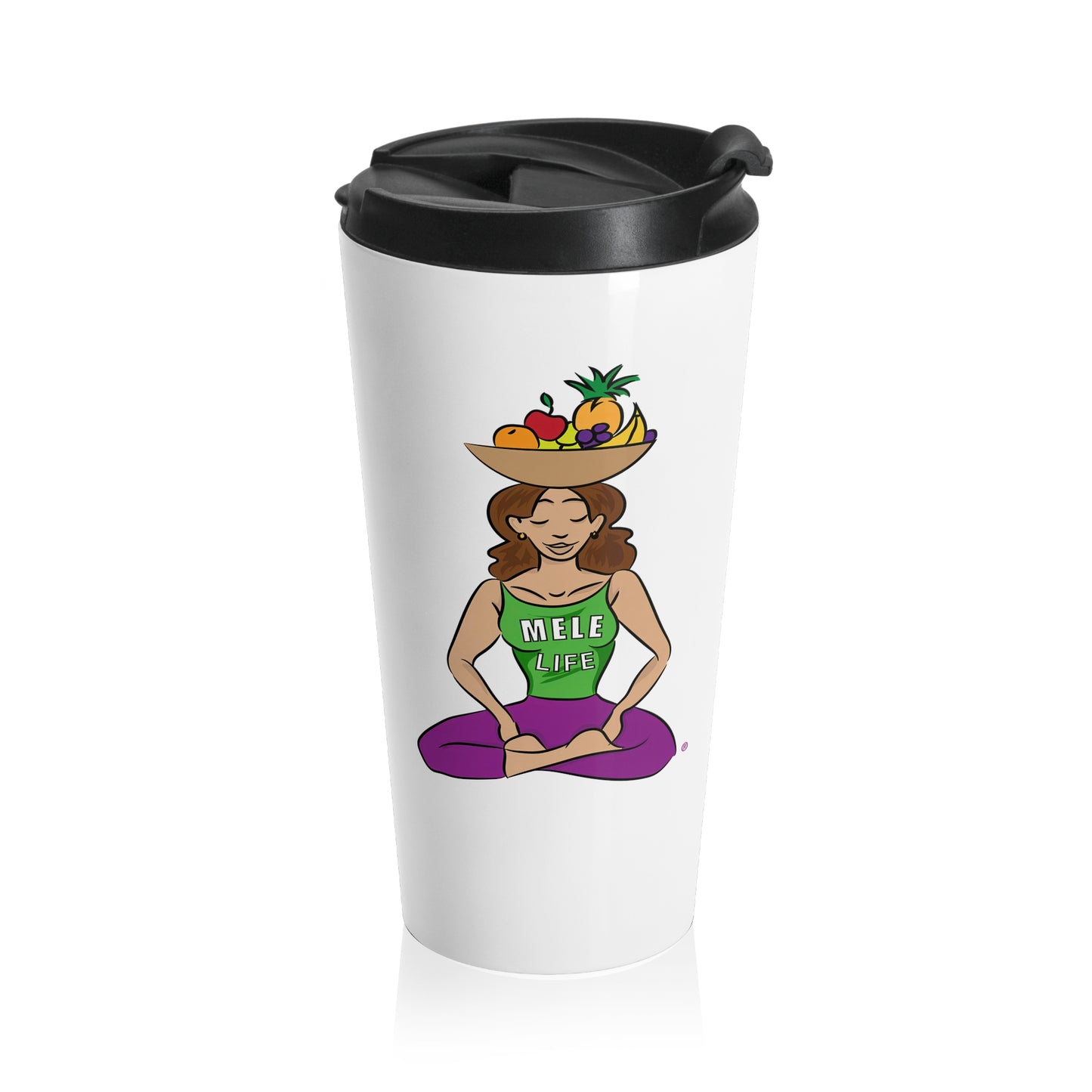 Travel Mug (15oz) - Yoga Lady 1  (white)