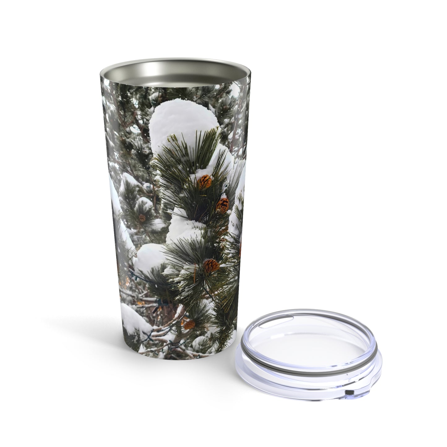 Tumbler (20oz) - Pine Cones with snow